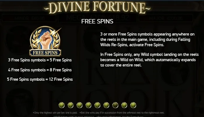 Divine Fortuneのフリースピンボーナス