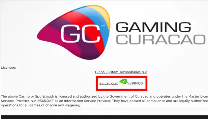 エルドアCuracao e-Gaming license